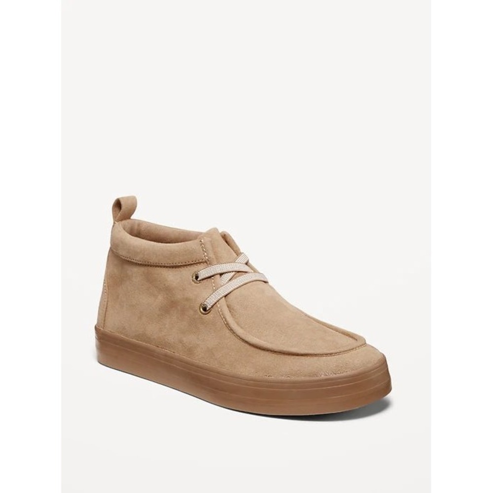 Old Navy Boys Tan Faux Suede Moc Toe Chukka Boots Size 12 Mid Top Sneaker Shoes
